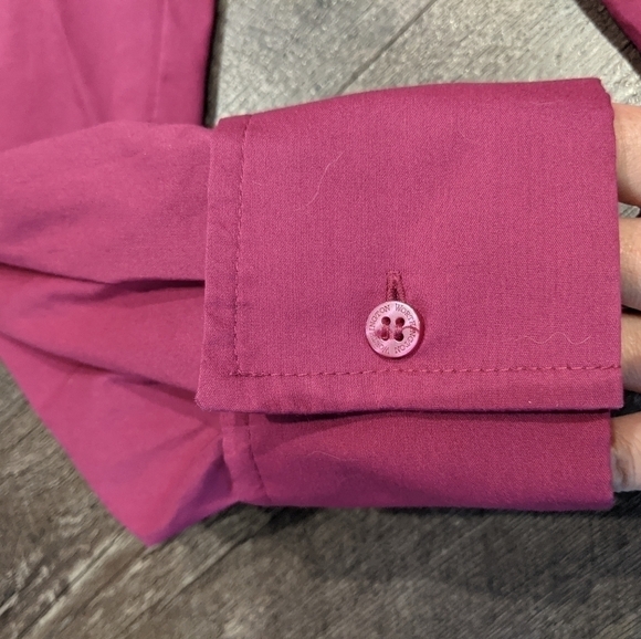 Worthington Pink Button Down Blouse with Cuffed Sleeves Size 12 - Picture 5 of 8